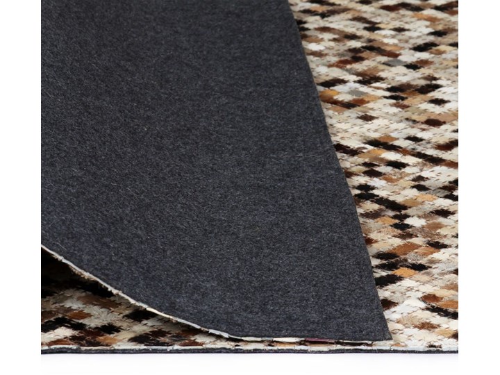 vidaXL Patchworkowy dywan ze skóry bydlęcej, 80x150 cm, brązowo-biały Prostokątny Wełna Dywany Kategoria Dywany Skóra Pomieszczenie Salon