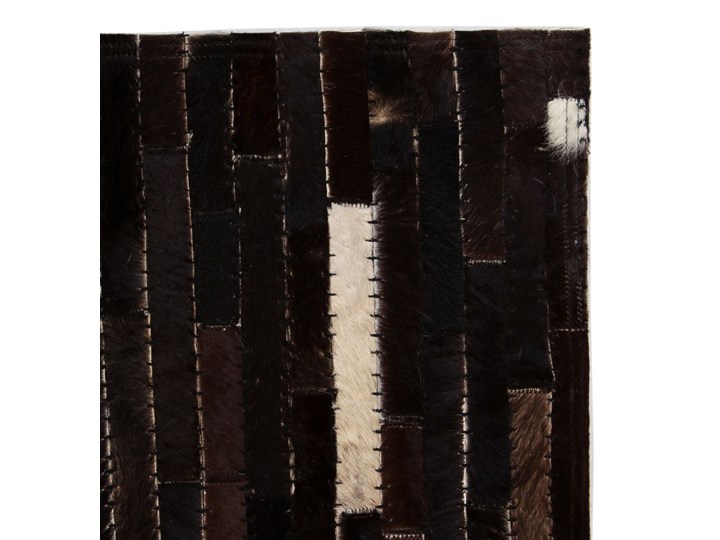vidaXL Dywan ze skóry, patchwork w paski, 80x150 cm, czarno-biały Skóra Prostokątny Dywany Wełna Pomieszczenie Salon