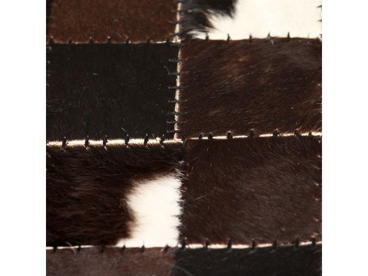 vidaXL Dywan ze skóry, patchwork w kwadraty, 80x150 cm, czarno-biały Dywany Wełna Skóra Prostokątny Kolor Czarny