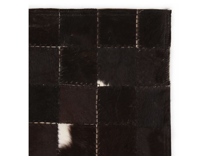 vidaXL Dywan ze skóry, patchwork w kwadraty, 80x150 cm, czarno-biały Prostokątny Skóra Kategoria Dywany Wełna Dywany Kolor Beżowy