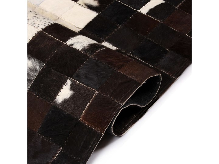 vidaXL Dywan ze skóry, patchwork w kwadraty, 80x150 cm, czarno-biały Dywany Wzór Patchworkowy Prostokątny Skóra Wełna Kolor Beżowy