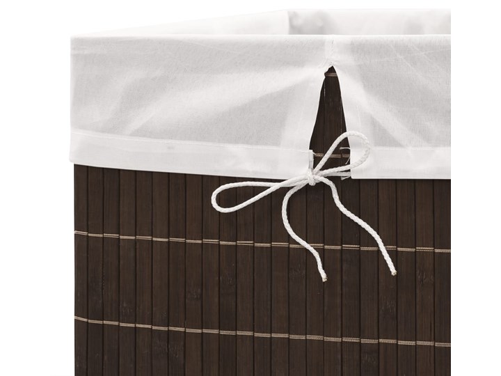 vidaXL Bambusowy kosz na pranie prostokątny, ciemnobrązowy kolor Drewno Tkanina Kategoria