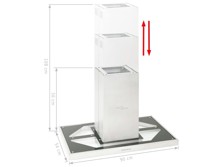 vidaXL Okap kuchenny LED, stal nierdzewna, 90 cm, 756 m³/h
