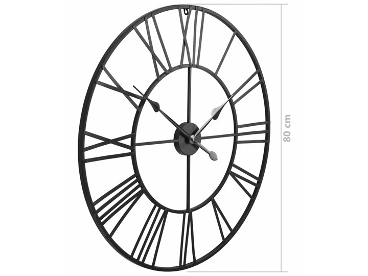 vidaXL Zegar ścienny, mechanizm kwarcowy, vintage, metal, 80 cm, XXL Okrągły Kategoria Zegary