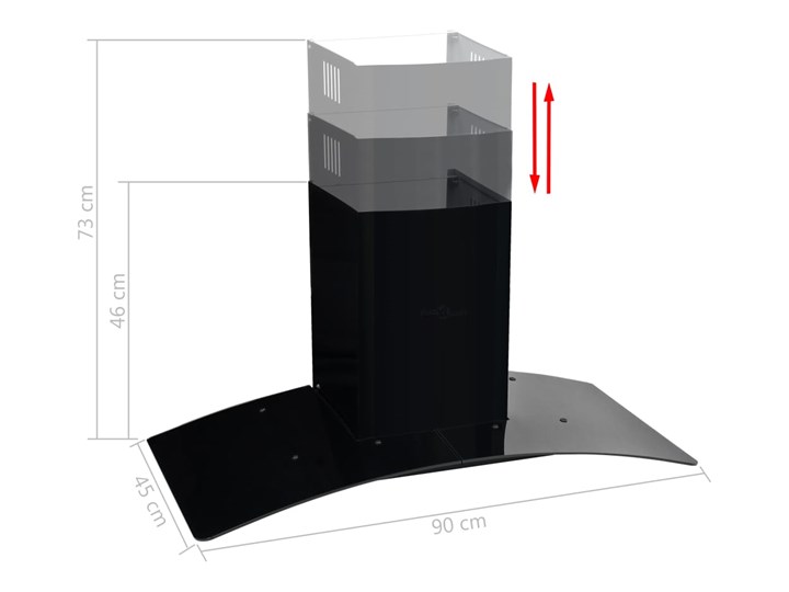 vidaXL Ścienny okap kuchenny, stal nierdzewna, 756 m³/h, 90 cm, czarny Okap przyścienny Kategoria Okapy