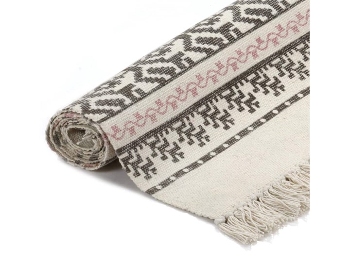 vidaXL Dywan typu kilim, bawełna, 120 x 180 cm, szaro-różowy ze wzorem Prostokątny 120x180 cm Dywany Kategoria Dywany