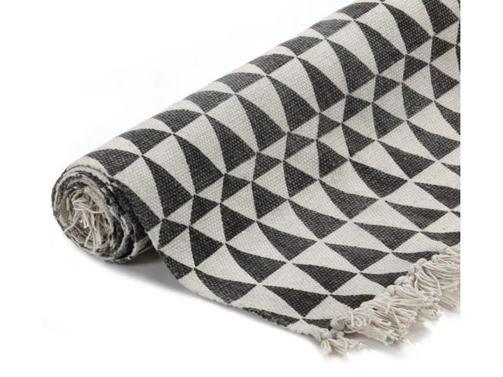 vidaXL Dywan typu kilim, bawełna, 160 x 230 cm, czarno-biały ze wzorem Prostokątny 160x230 cm Dywany Pomieszczenie Salon