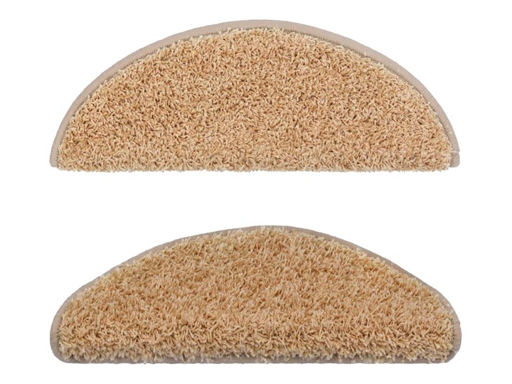 vidaXL Nakładki na schody, 15 szt., 65 x 25 cm, kremowe Syntetyk Nakładki schodowe 25x65 cm Kolor Beżowy Nieregularny Kategoria Dywany