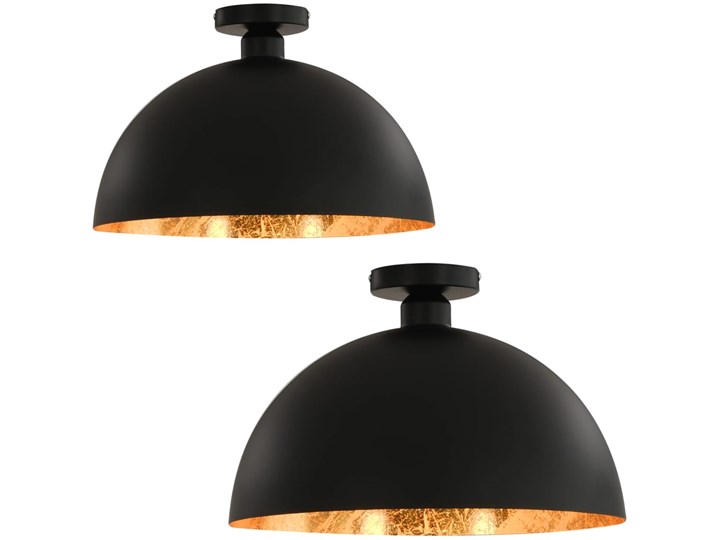 vidaXL Lampy sufitowe, 2 szt., czarno-złote, półkoliste, E27 Metal Kolor Czarny