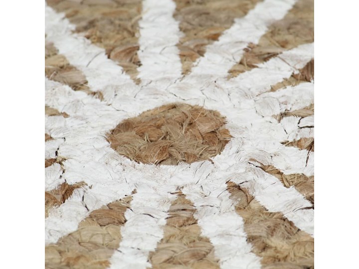 vidaXL Ręcznie wykonany dywanik, juta, biały nadruk, 90 cm Okrągły Dywany Dywaniki Wzór Z nadrukiem Chodniki 90x90 cm Kolor Beżowy