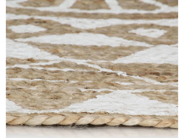 vidaXL Ręcznie wykonany dywanik, juta, biały nadruk, 90 cm Kategoria Dywany Dywaniki 90x90 cm Chodniki Dywany Okrągły Wzór Roślinny