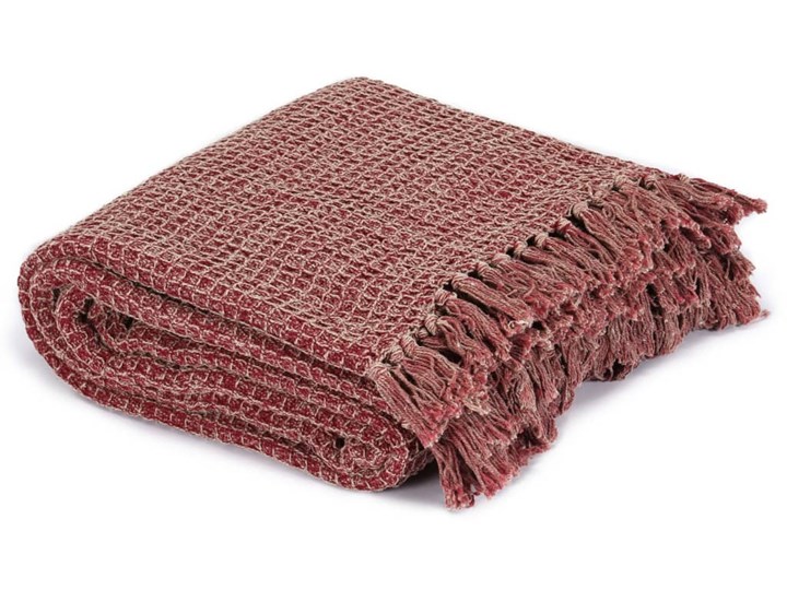 vidaXL Bawełniana narzuta, 160 x 210 cm, burgundowa Bawełna Koc 160x210 cm Kolor Bordowy