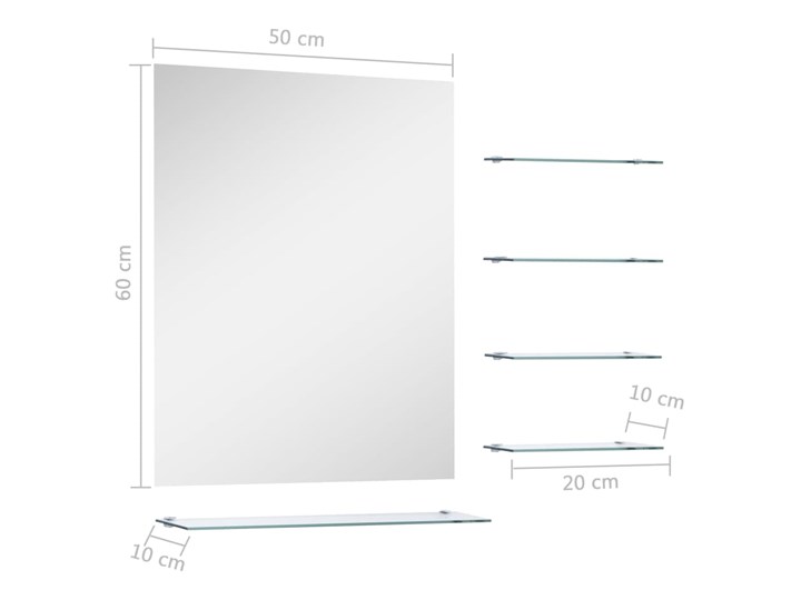 vidaXL Lustro ścienne z 5 półkami, srebrne, 50x60 cm Lustro z półką Prostokątne Kategoria Lustra
