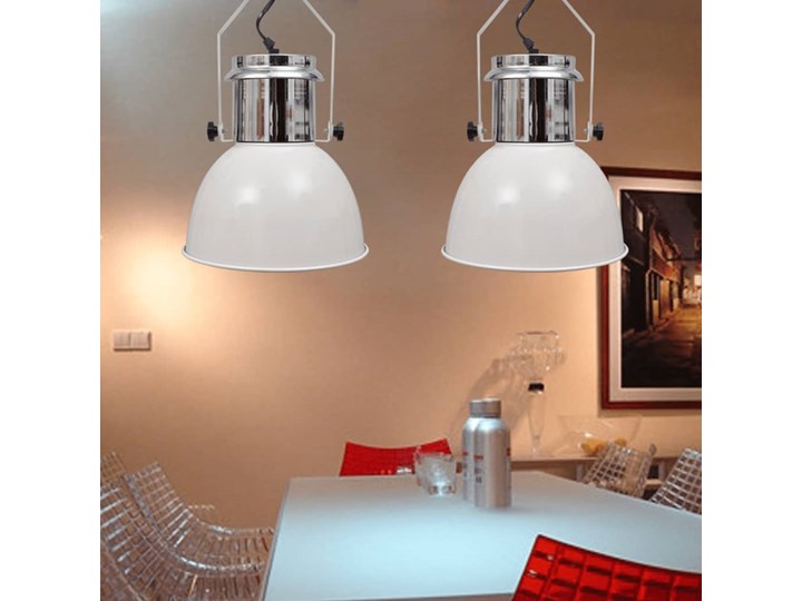 vidaXL Nowoczesne lampy sufitowe, 2 szt., regulowana długość, białe Styl Nowoczesny Lampa przemysłowa Metal Lampa z kloszem Kategoria Lampy wiszące