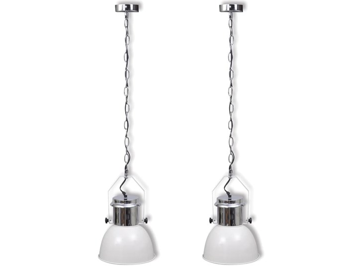 vidaXL Nowoczesne lampy sufitowe, 2 szt., regulowana długość, białe Kolor Biały Lampa przemysłowa Lampa z kloszem Metal Funkcje Brak dodatkowych funkcji