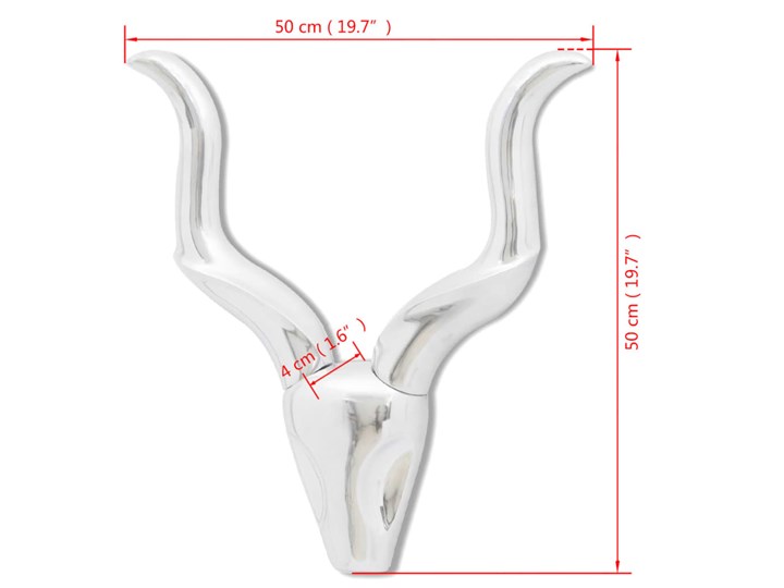 vidaXL Ozdobna głowa gazeli, dekoracja z aluminium, srebrna, 50 cm Kolor Srebrny