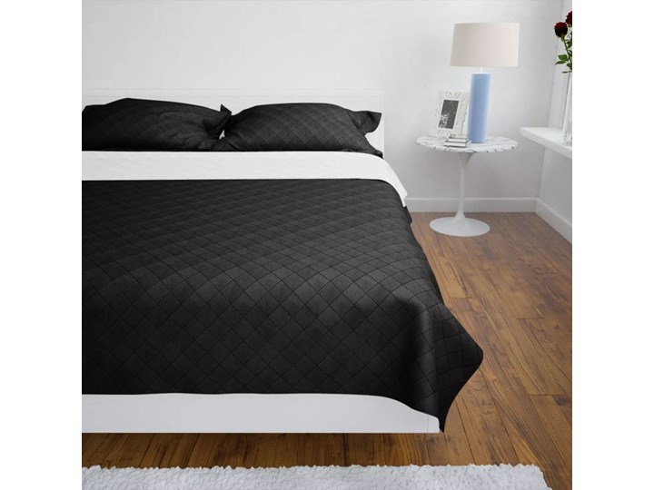 vidaXL 130888 Double-sided Quilted Bedspread Black/White 230 x 260 cm Kolor Czarny Bawełna Poliester Mikrofibra 230x260 cm Pomieszczenie Sypialnia