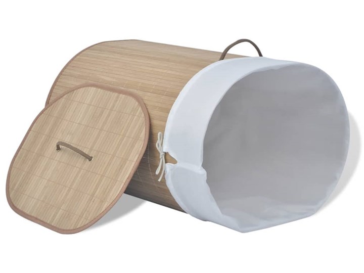 vidaXL Bambusowy kosz na pranie - owalny, naturalny kolor Tkanina Drewno Kategoria