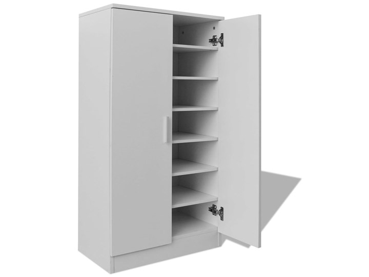 vidaXL Szafka na buty, 7 półek, biała Płyta laminowana Płyta meblowa Głębokość 35 cm Wysokość 108 cm Szerokość 55 cm Płyta MDF Styl Nowoczesny