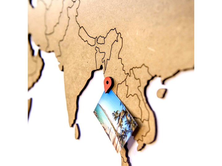 MiMi Innovations Drewniana mapa świata Luxury, brązowa, 130x78 cm Kolor Brązowy