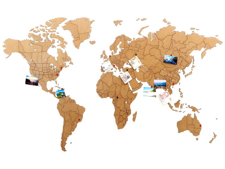 MiMi Innovations Ścienna mapa świata Luxury, puzzle, brąz, 150x90 cm Kategoria Dekor ścienny Kolor Brązowy