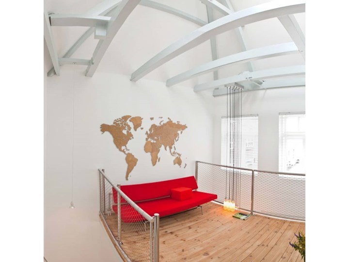 MiMi Innovations Drewniana mapa świata Giant, brązowa, 280x170 cm Kolor Brązowy