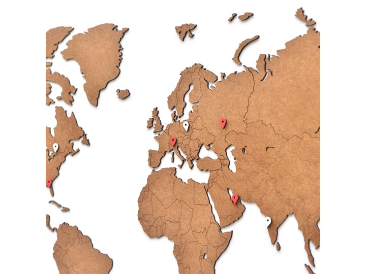 MiMi Innovations Drewniana mapa świata Luxury, brązowa, 90x54 cm Kolor Brązowy