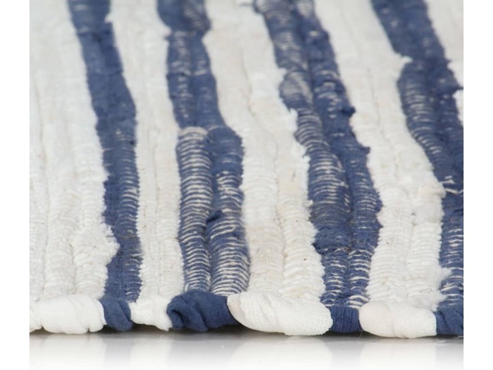 vidaXL Ręcznie tkany dywan Chindi 120x170 cm, bawełna, biało-niebieski Nieregularny Dywaniki Dywany Prostokątny Kolor Biały