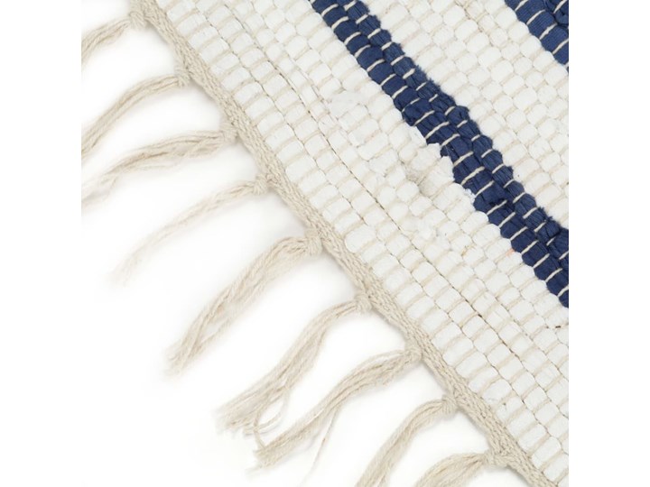 vidaXL Ręcznie tkany dywan Chindi 120x170 cm, bawełna, biało-niebieski Prostokątny Nieregularny Dywany Dywaniki Wzór Paski Kolor Biały