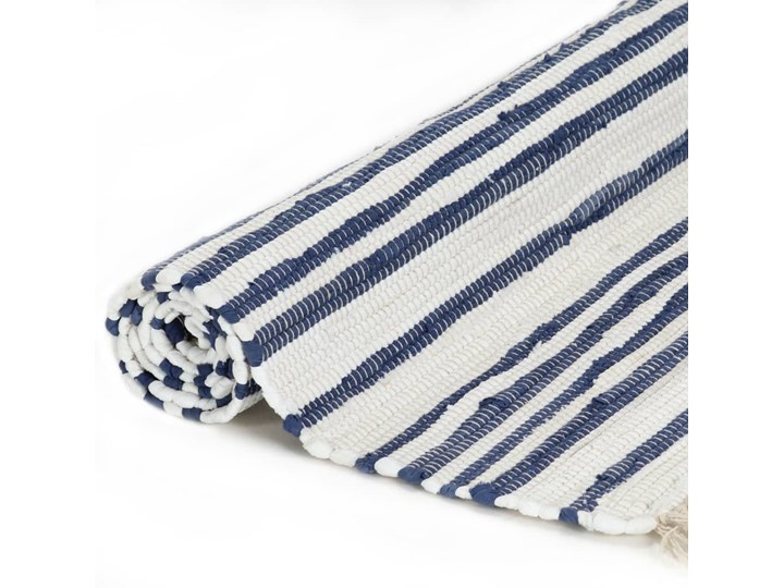 vidaXL Ręcznie tkany dywan Chindi 200x290 cm, bawełna, biało-niebieski Dywaniki Nieregularny Prostokątny Dywany Wzór Paski