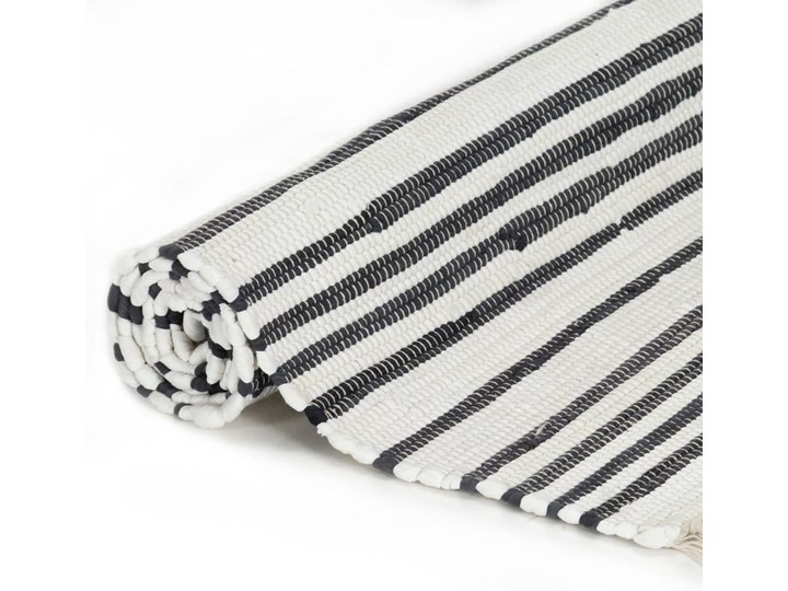vidaXL Ręcznie tkany dywan Chindi 120x170cm bawełna, antracytowo-biały Prostokątny Wzór Paski Nieregularny Dywany 120x170 cm Dywaniki Kolor Szary
