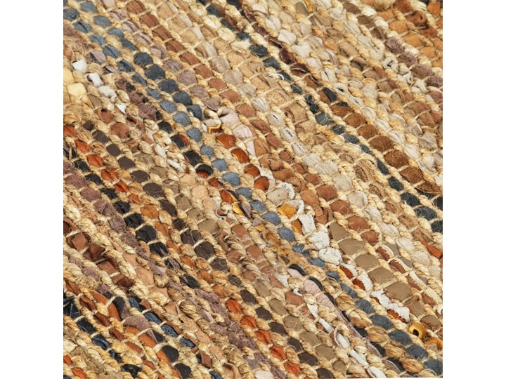 vidaXL Ręcznie tkany dywan Chindi 120x170 cm, skóra i juta, jasny brąz Prostokątny Dywany Dywaniki Kategoria Dywany Wzór Abstrakcyjny
