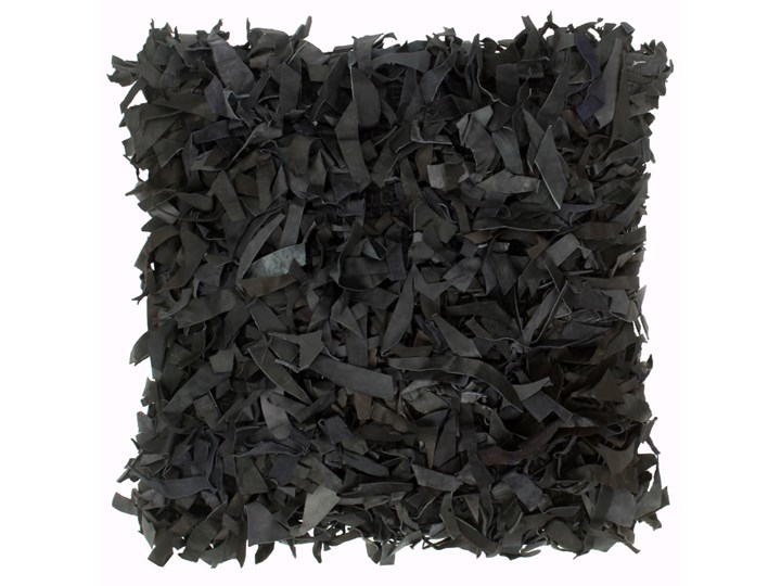 vidaXL Poduszki shaggy, 2 szt, czarne, 45x45 cm, skóra i bawełna Poduszka dekoracyjna Kwadratowe Wzór Abstrakcyjny