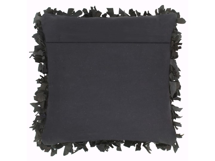 vidaXL Poduszki shaggy, 2 szt, czarne, 45x45 cm, skóra i bawełna Kwadratowe Poduszka dekoracyjna Styl Vintage