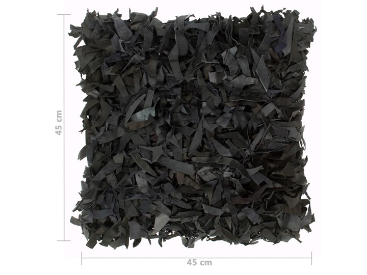 vidaXL Poduszki shaggy, 2 szt, czarne, 45x45 cm, skóra i bawełna Kwadratowe Poduszka dekoracyjna Kolor Czarny