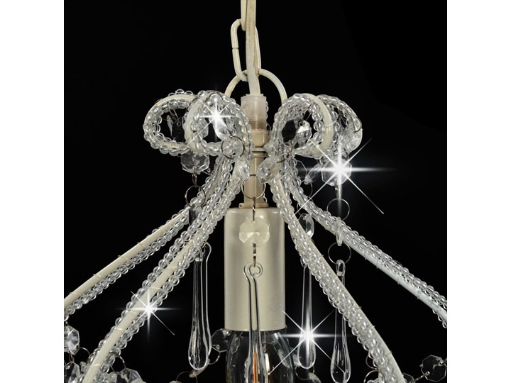 vidaXL Lampa sufitowa z koralikami, biała, okrągła, E14 Lampa z kryształkami Tworzywo sztuczne Kolor Biały Metal Kryształ Kategoria Lampy wiszące