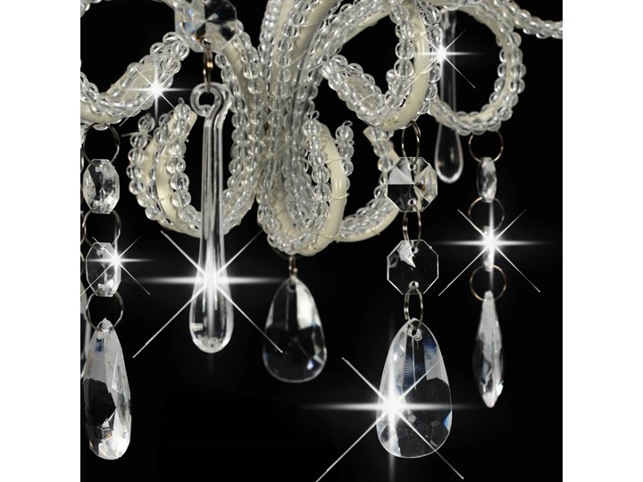 vidaXL Lampa sufitowa z koralikami, biała, okrągła, E14 Lampa z kryształkami Metal Kryształ Tworzywo sztuczne Kolor Biały Kategoria Lampy wiszące