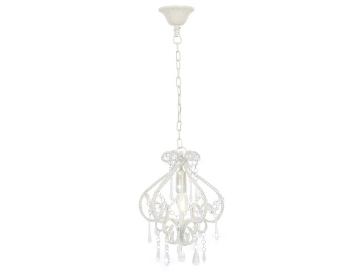 vidaXL Lampa sufitowa z koralikami, biała, okrągła, E14 Tworzywo sztuczne Kryształ Metal Lampa z kryształkami Kolor Biały