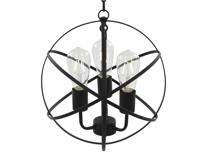 vidaXL Lampa wisząca, czarna, sferyczna, 3 żarówki E27 Lampa z kloszem Stal Metal Pomieszczenie Salon