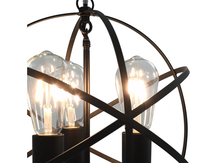 vidaXL Lampa wisząca, czarna, sferyczna, 3 żarówki E27 Lampa z kloszem Stal Pomieszczenie Jadalnia Metal Styl Tradycyjny