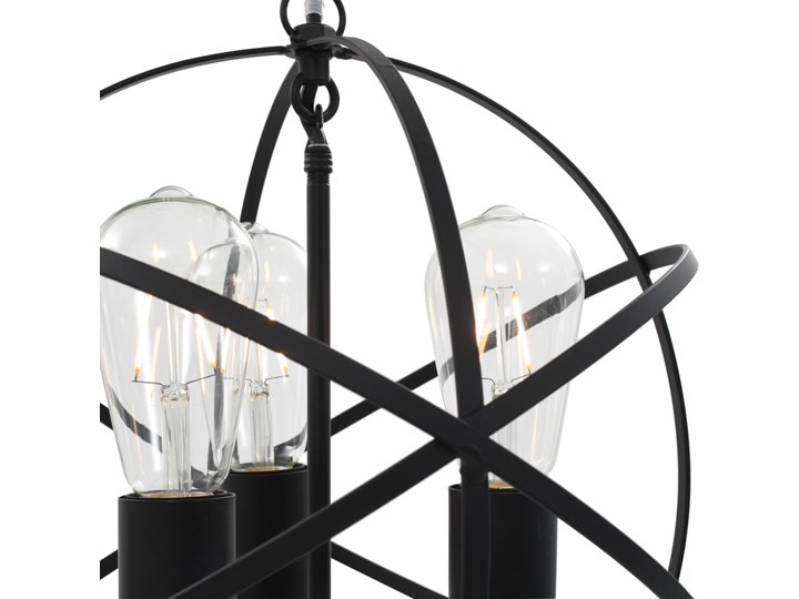 vidaXL Lampa wisząca, czarna, sferyczna, 3 żarówki E27 Lampa z kloszem Metal Stal Kolor Czarny