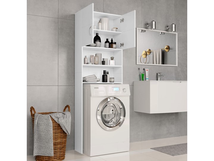 vidaXL Szafka na pralkę, biała, 64x25,5x190 cm, płyta wiórowa Płyta MDF Szerokość 64 cm Płyta stolarska Głębokość 26 cm Kolor Biały