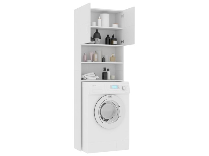 vidaXL Szafka na pralkę, biała, 64x25,5x190 cm, płyta wiórowa Płyta stolarska Głębokość 26 cm Szerokość 64 cm Płyta MDF Rodzaj frontu Drzwiczki