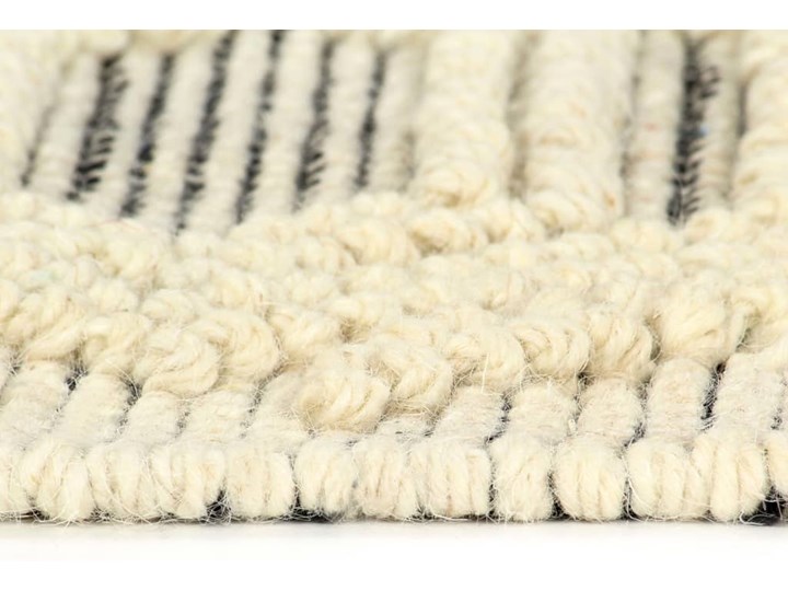 vidaXL Dywan ręcznie tkany, wełna, 80x150 cm, biały/czarny Dywaniki Bawełna Prostokątny Dywany Kategoria Dywany