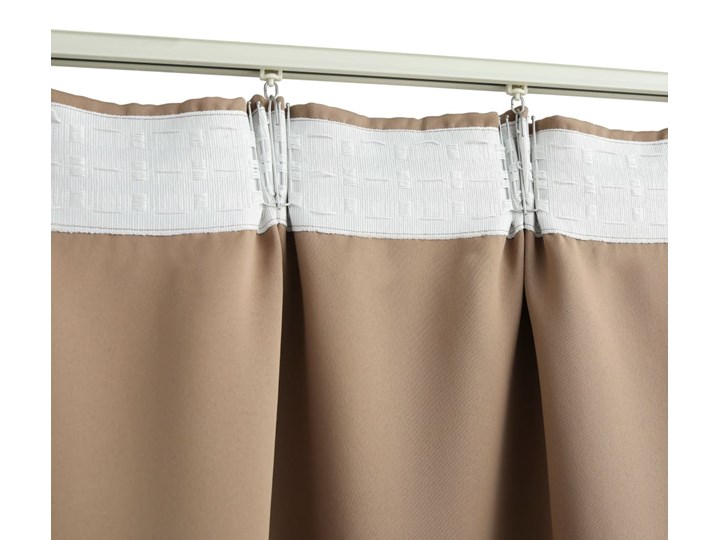 vidaXL Zasłony zaciemniające z haczykami, 2 szt., taupe, 140x175 cm Poliester Zasłona zaciemniająca Pomieszczenie Salon