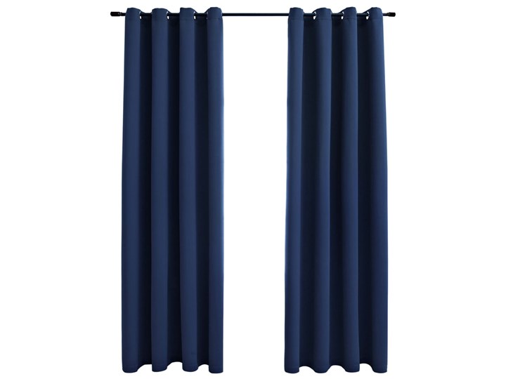 vidaXL Zasłony zaciemniające z metalowymi kółkami, 2 szt., niebieskie Zasłona zaciemniająca 140x225 cm Poliester Pomieszczenie Salon