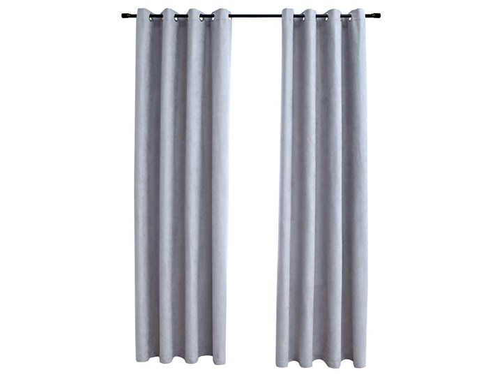 vidaXL Zasłony zaciemniające z metalowymi kółkami, 2 szt., szare 140x175 cm Pomieszczenie Sypialnia Poliester Zasłona zaciemniająca Kolor Szary