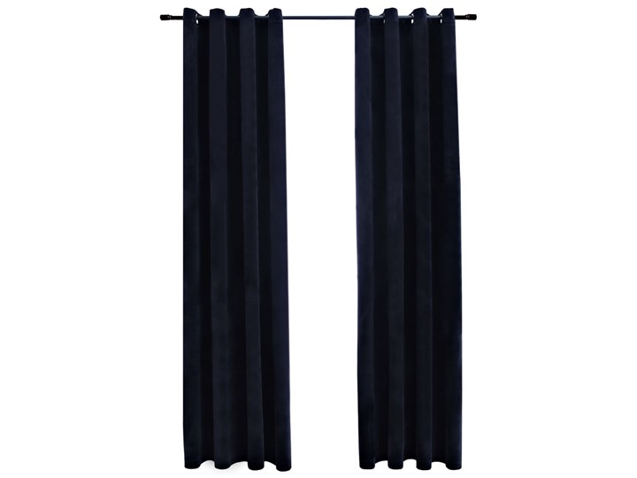 vidaXL Zasłony zaciemniające z kółkami, 2 szt., aksamitne, czarne Zasłona zaciemniająca Poliester Typ Zasłony gotowe 140x175 cm Bawełna Kolor Czarny