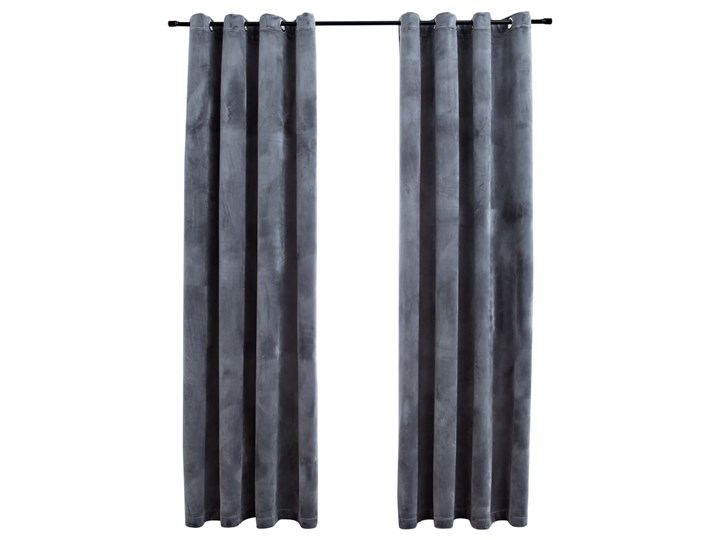 vidaXL Zasłony zaciemniające z kółkami, 2 szt., aksamitne, antracytowe Zasłona zaciemniająca Poliester 140x175 cm Bawełna Kolor Szary Typ Zasłony gotowe