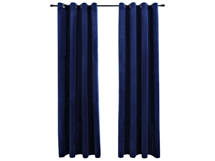vidaXL Zasłony zaciemniające z kółkami, 2 szt., aksamitne, granatowe Bawełna Poliester Zasłona zaciemniająca 140x245 cm Pomieszczenie Sypialnia
